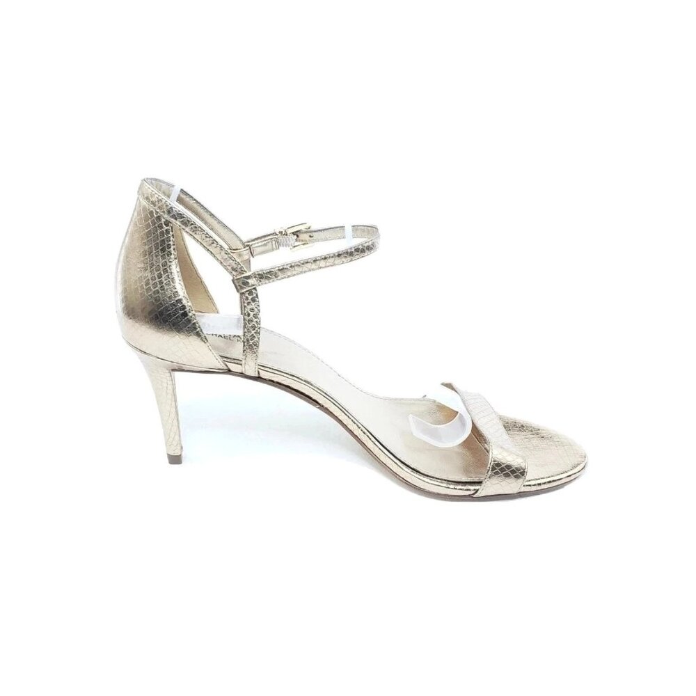 Michael Kors Metallic Gold Snakeskin Heels Size 9.5M Ankle Strap Open Toe... - Picture 2 of 9